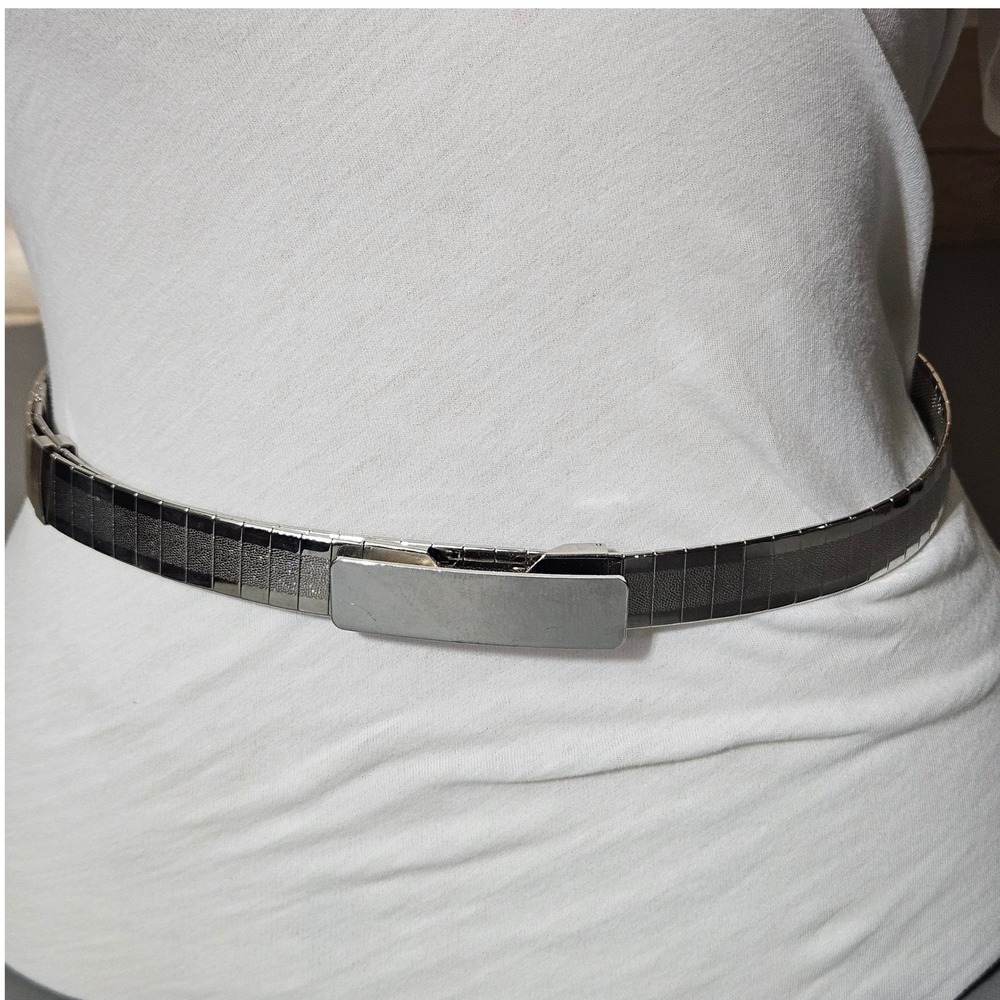 Silver Tone Metal Belt Adjustable Link Slide Buckle 35"